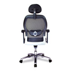 Ergonomic office chair with headrest on a white background