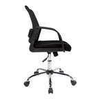 Black office chair with chrome base on a white background