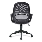 Black office chair with mesh back on a white background