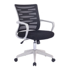 Black office chair with white frame on a white background