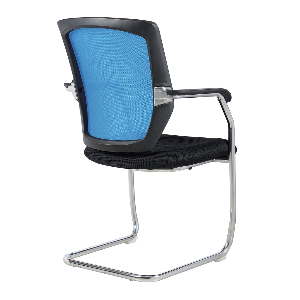 Chair with blue backrest and black seat on a white background
