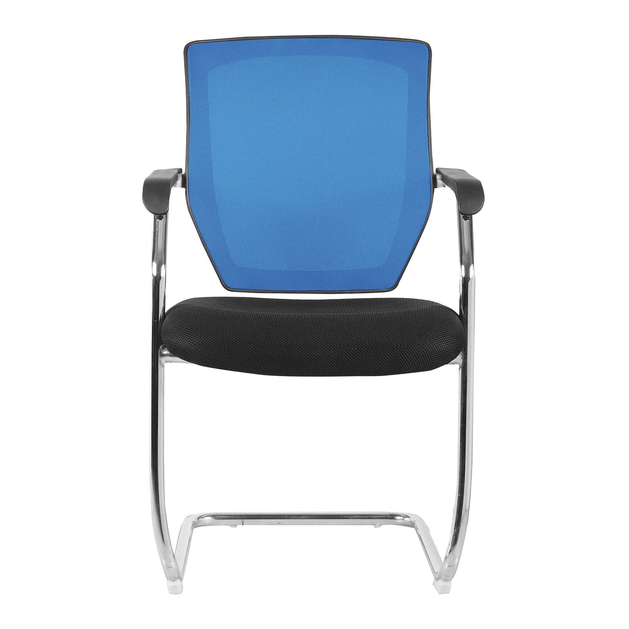 Chair with blue backrest and black seat on a white background