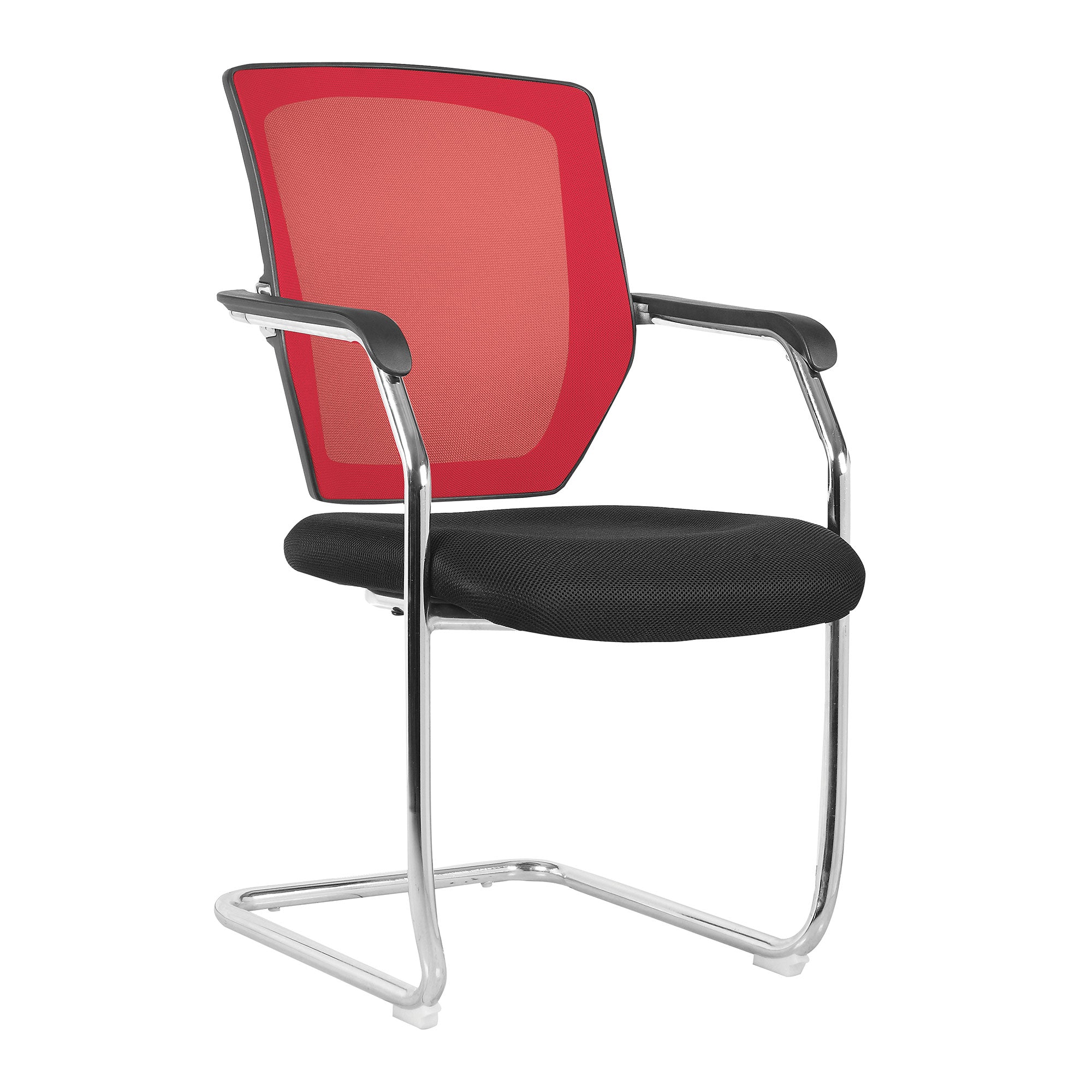 Red office chair with black seat on a white background