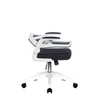White office chair with black seat on a white background