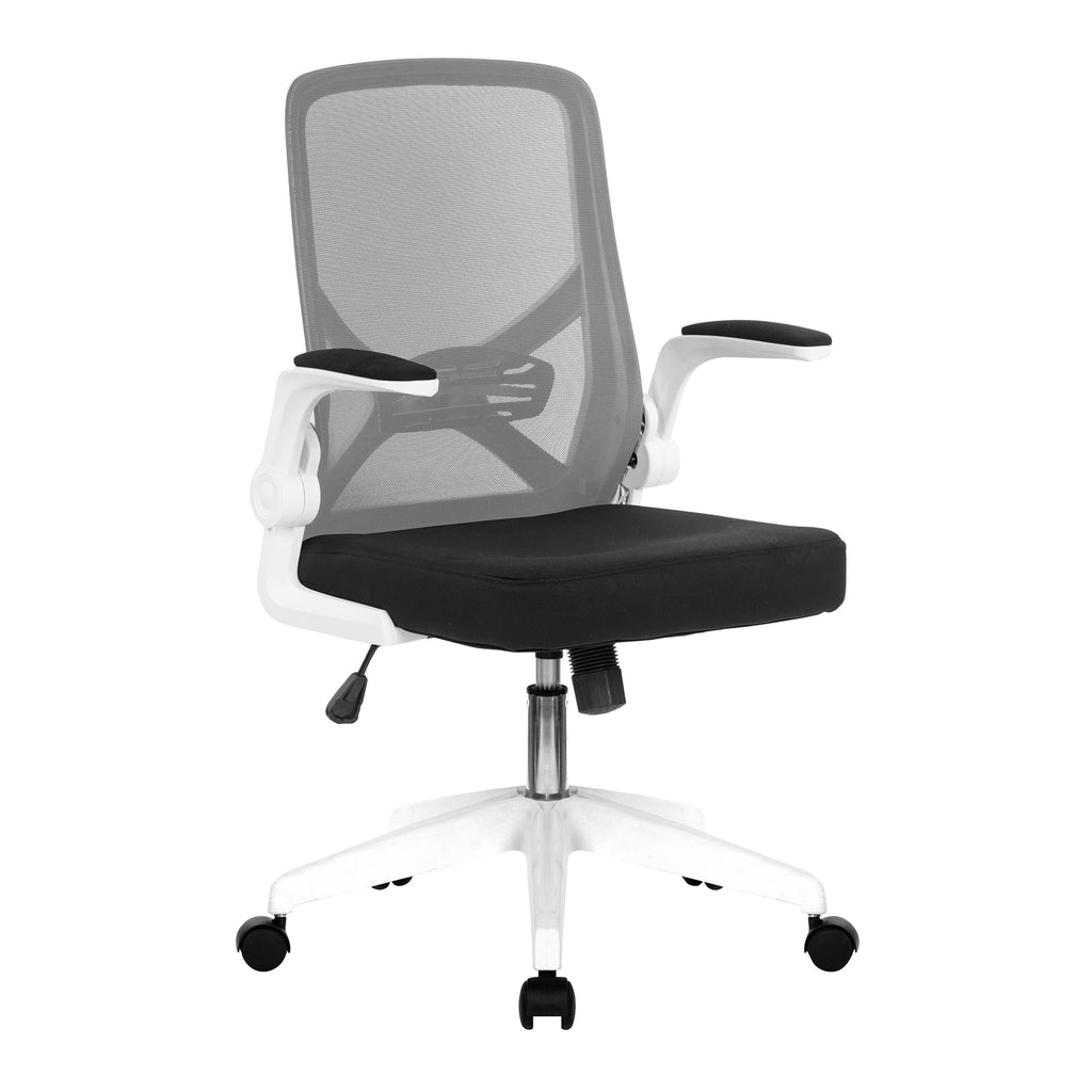 Oyster Folding Mesh Chair with Upholstered Folding Arms, White Shell and White Nylon Base