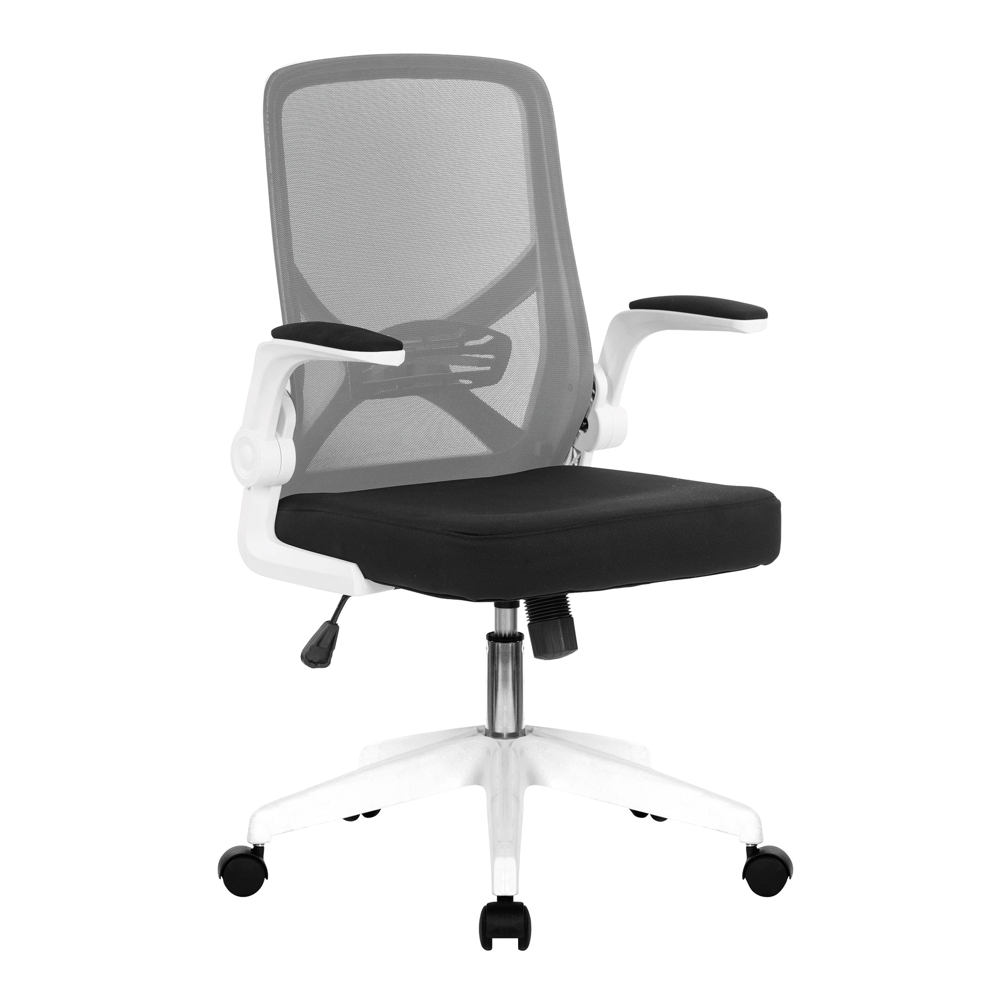 Oyster Folding Mesh Chair with Upholstered Folding Arms, White Shell and White Nylon Base