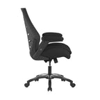 Black office chair with ergonomic design on a white background