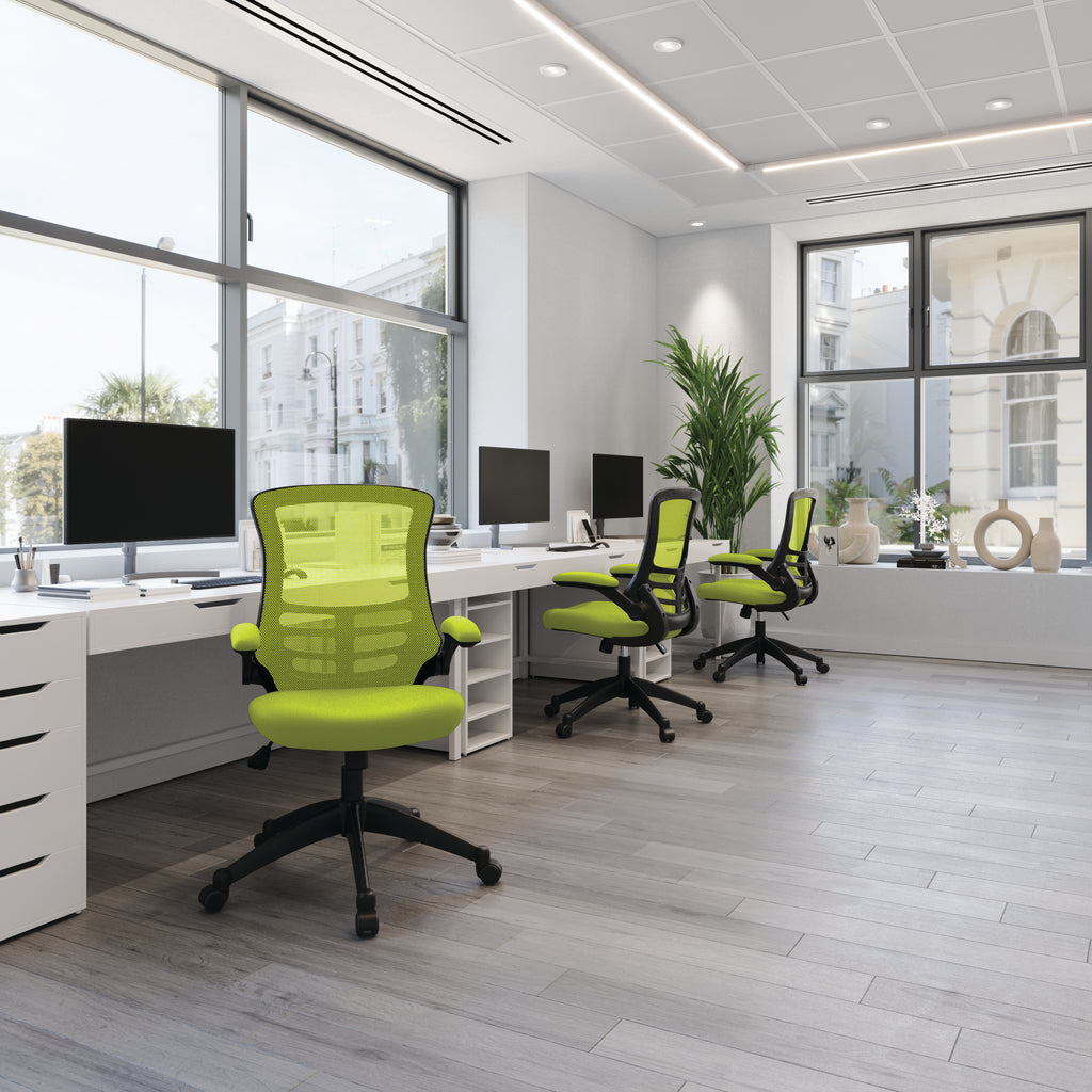Luna Designer High Back Mesh Chair with Folding Arms