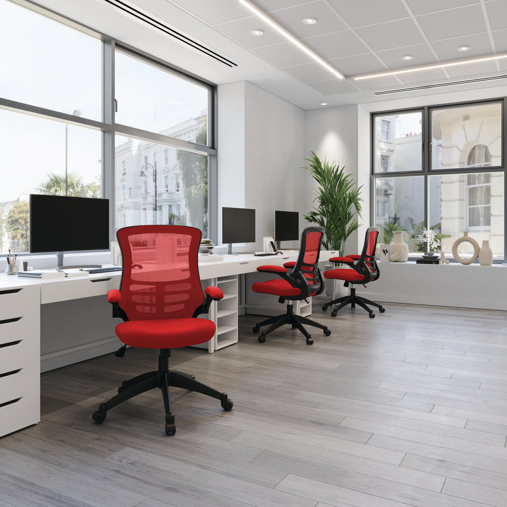 Luna Designer High Back Mesh Chair with Folding Arms