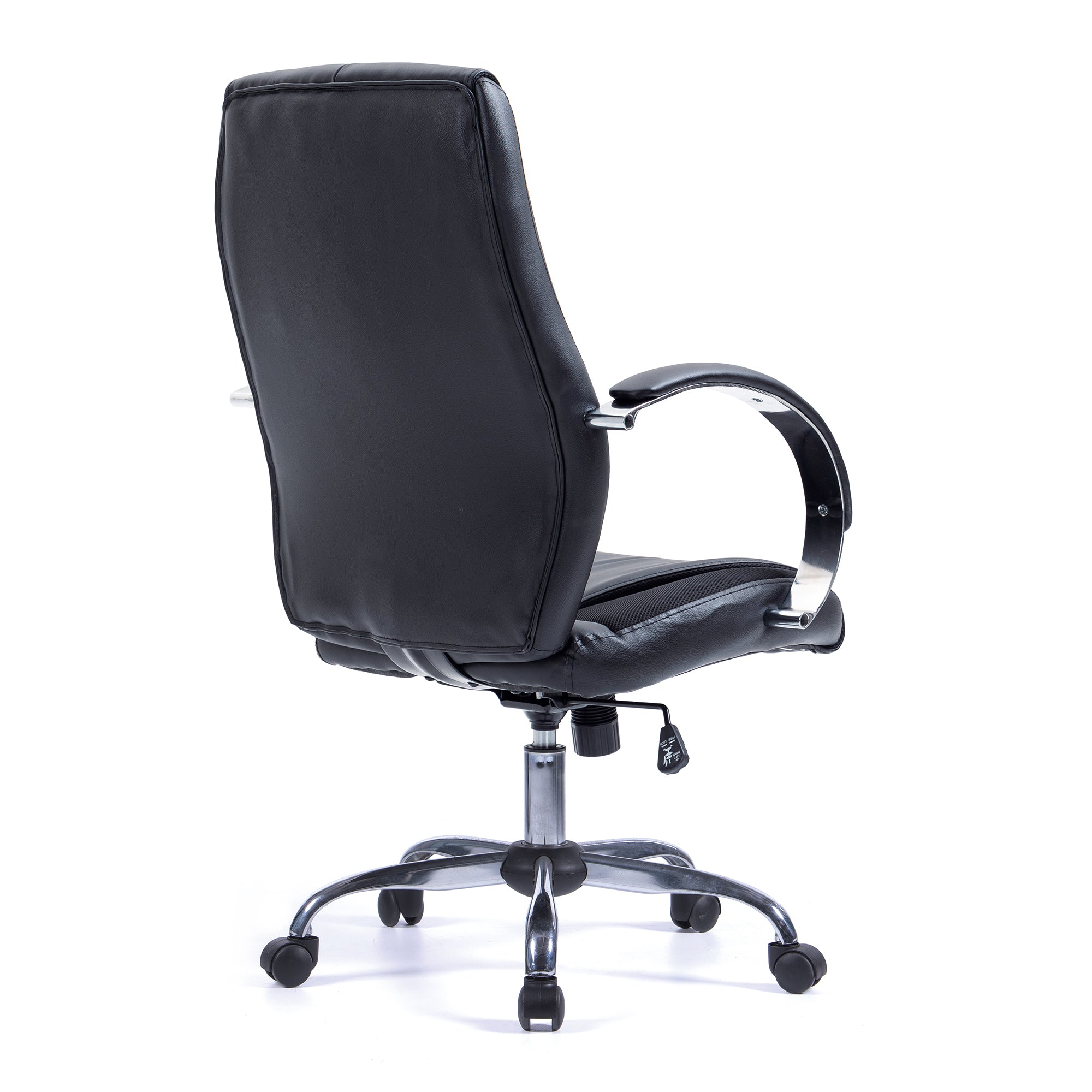 Black office chair with a high backrest on a white background