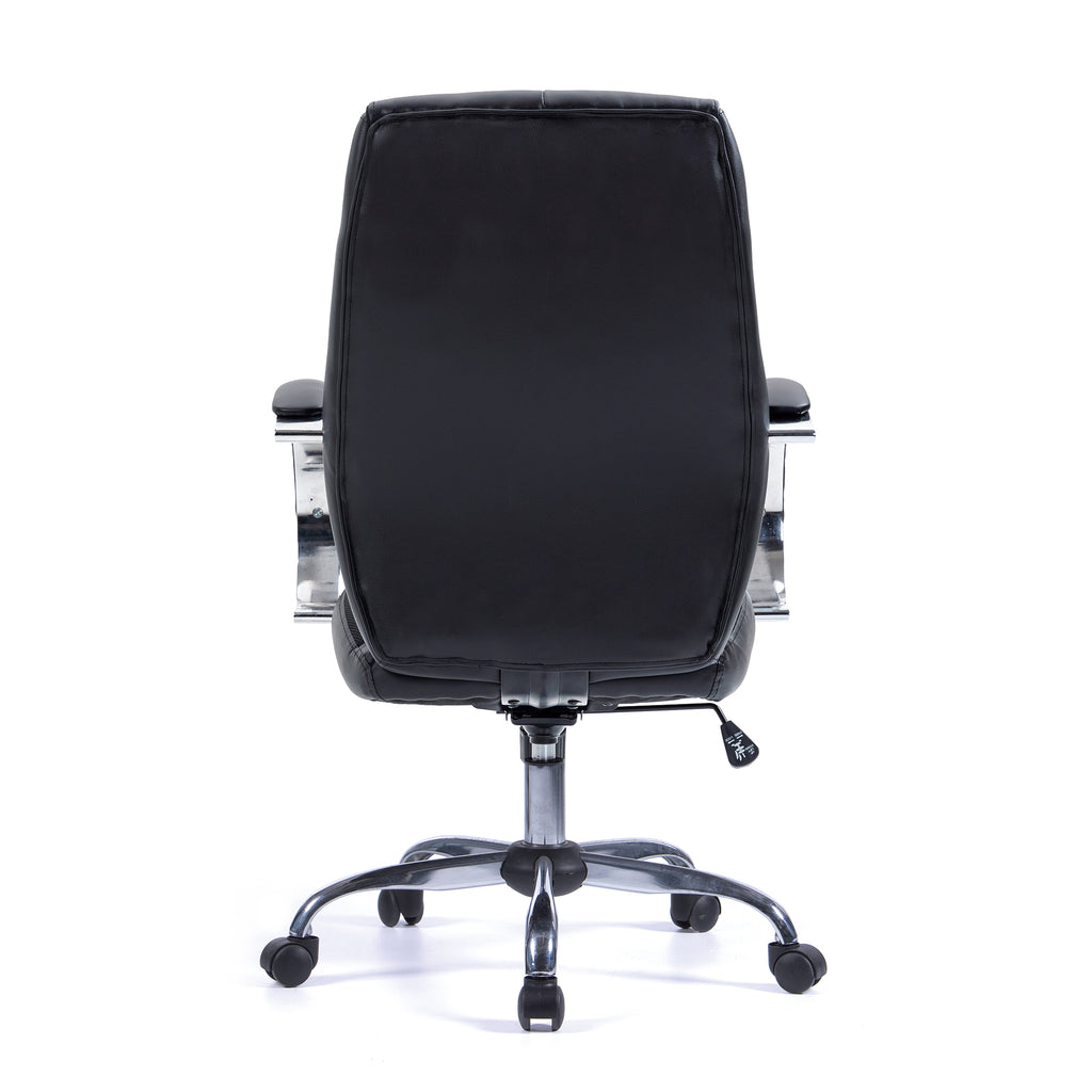 Black office chair with a high backrest on a white background