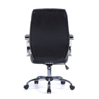 Black office chair with a high backrest on a white background