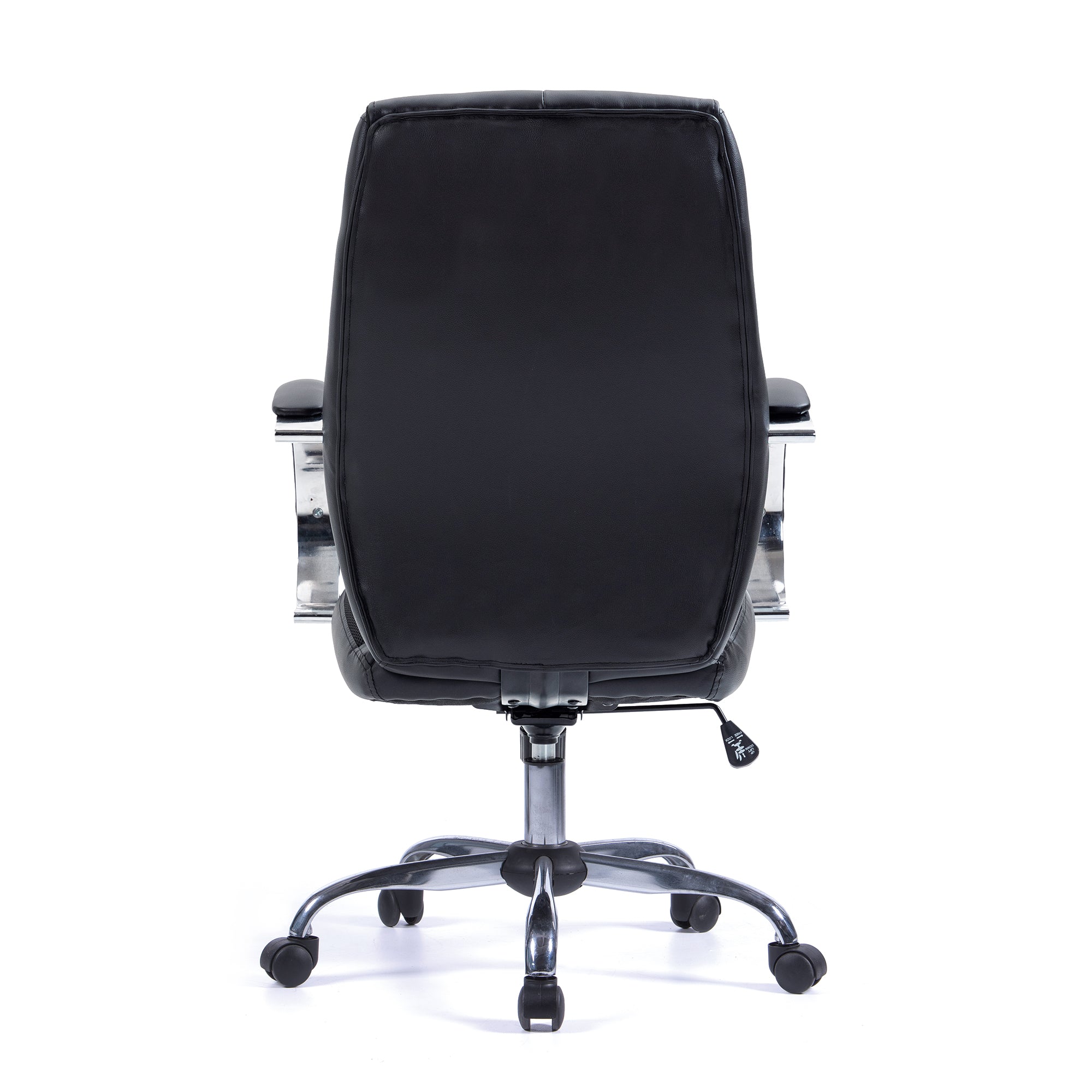 Black office chair with a high backrest on a white background