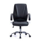 Black office chair with a high backrest on a white background