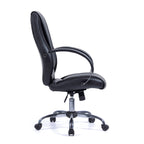 Black office chair with a high backrest on a white background