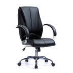 Black office chair with a high backrest on a white background