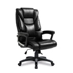 Black leather office chair on a white background