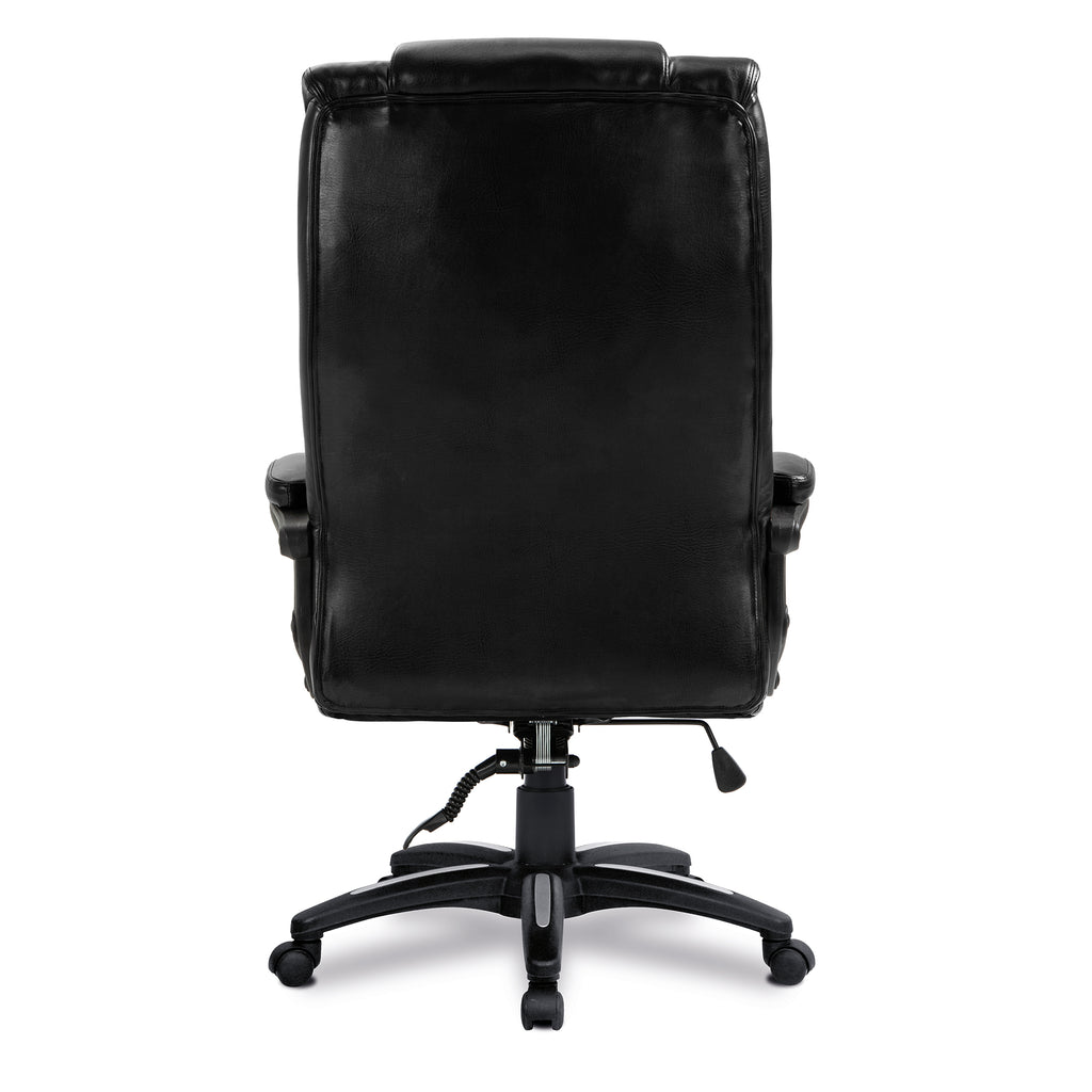 Black leather office chair on a white background
