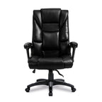 Black leather office chair on a white background