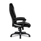 Black leather office chair on a white background