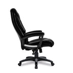 Black leather office chair on a white background