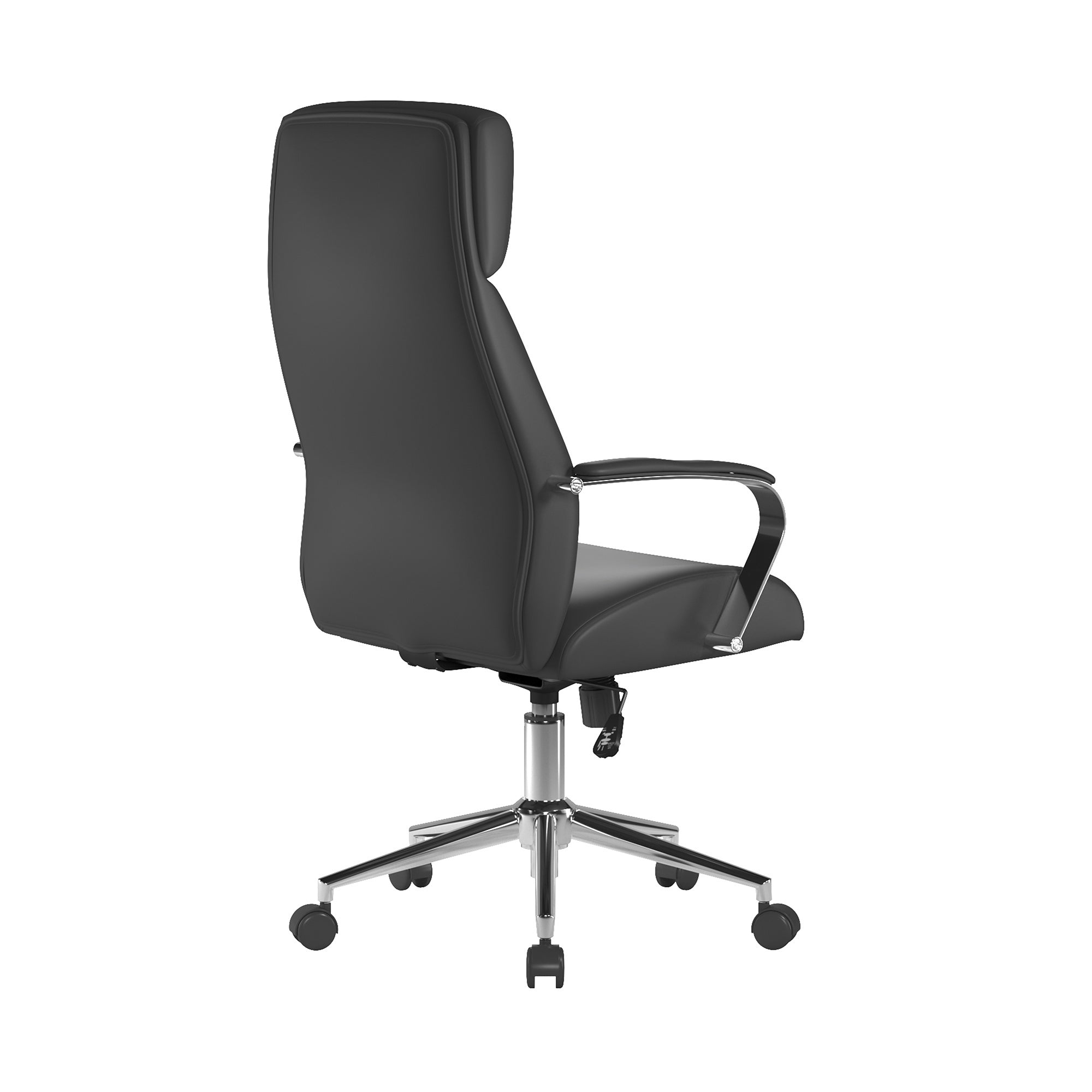 Black office chair with a high backrest on a white background