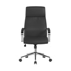 Black office chair with chrome base on a white background