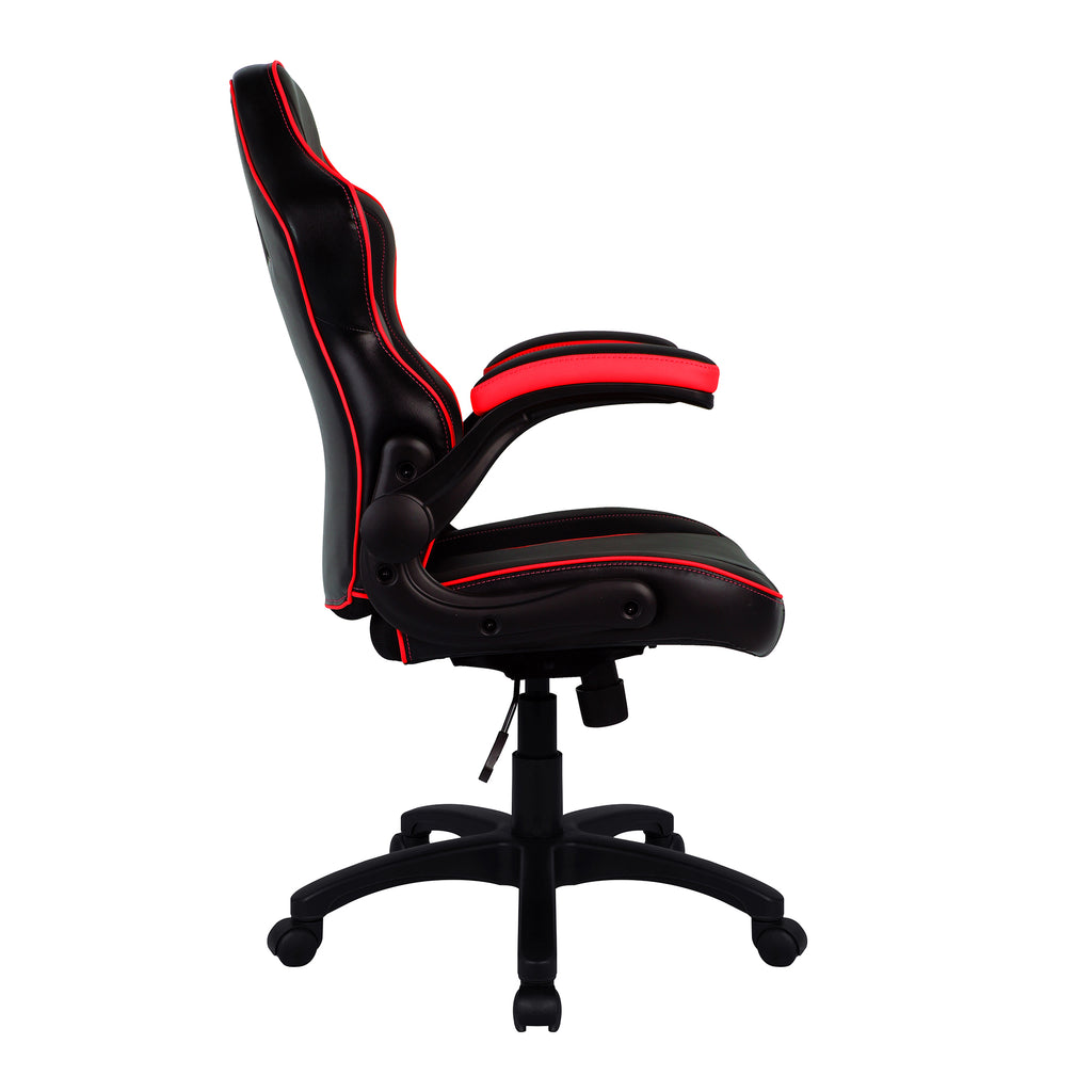 Black and red gaming chair on a white background