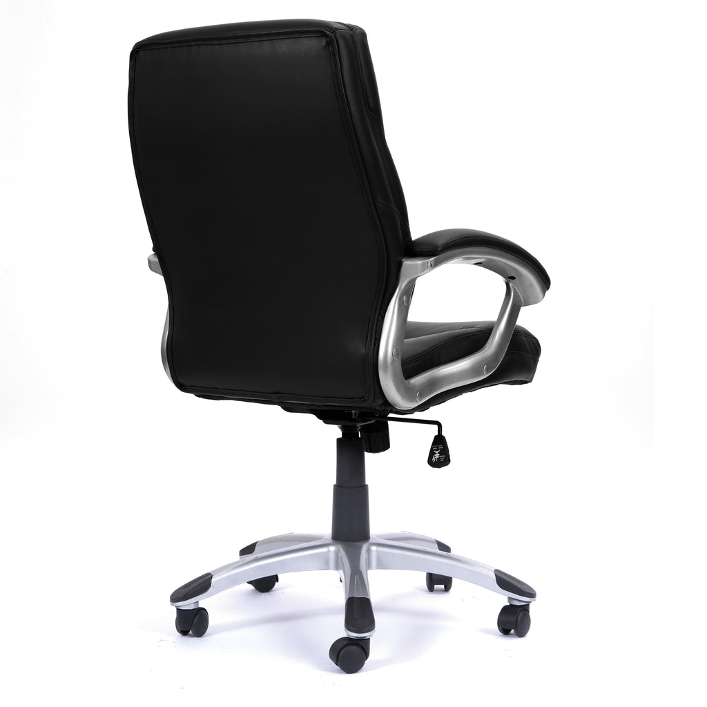 Black office chair with a white background