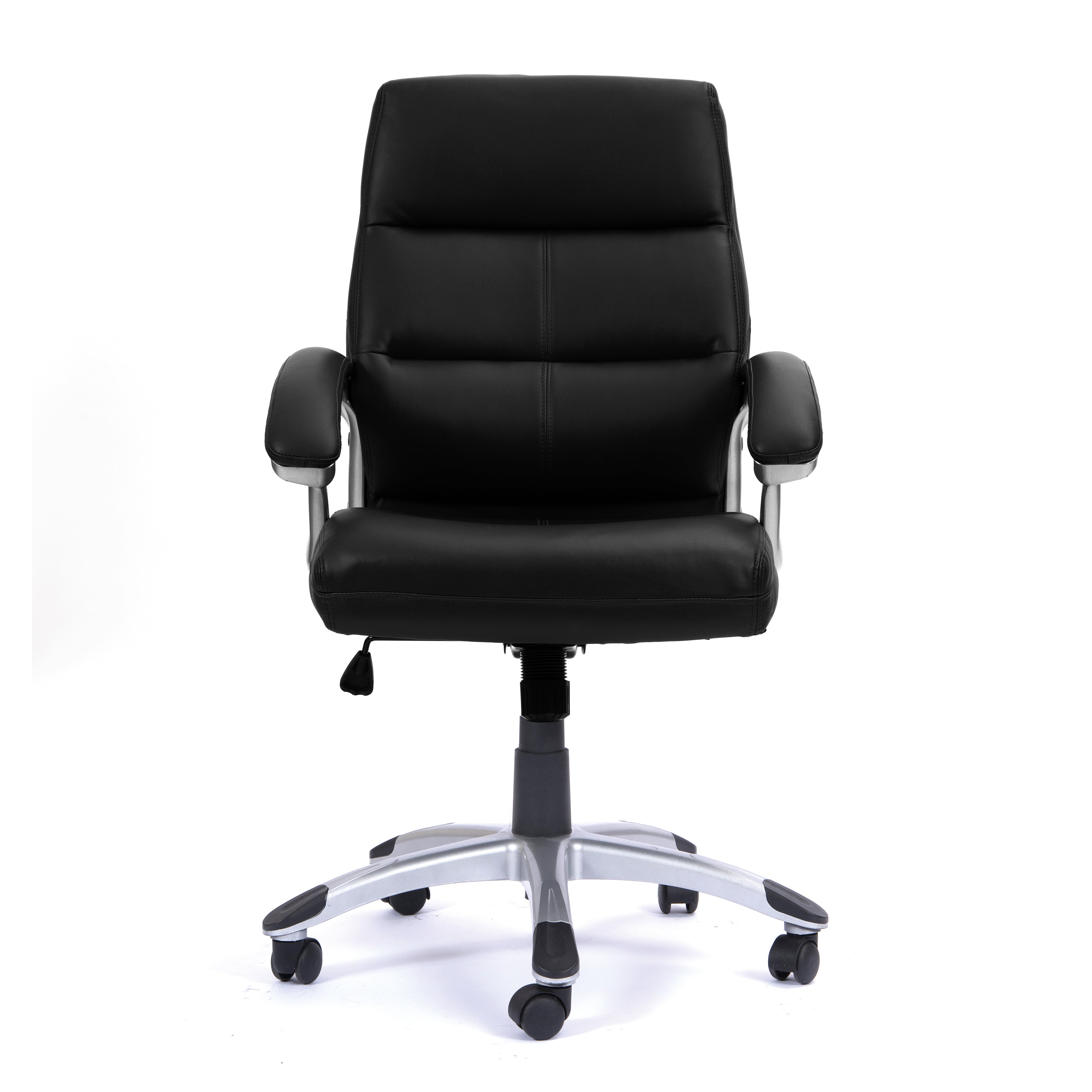 Black office chair with a white background