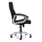 Black office chair with a white background