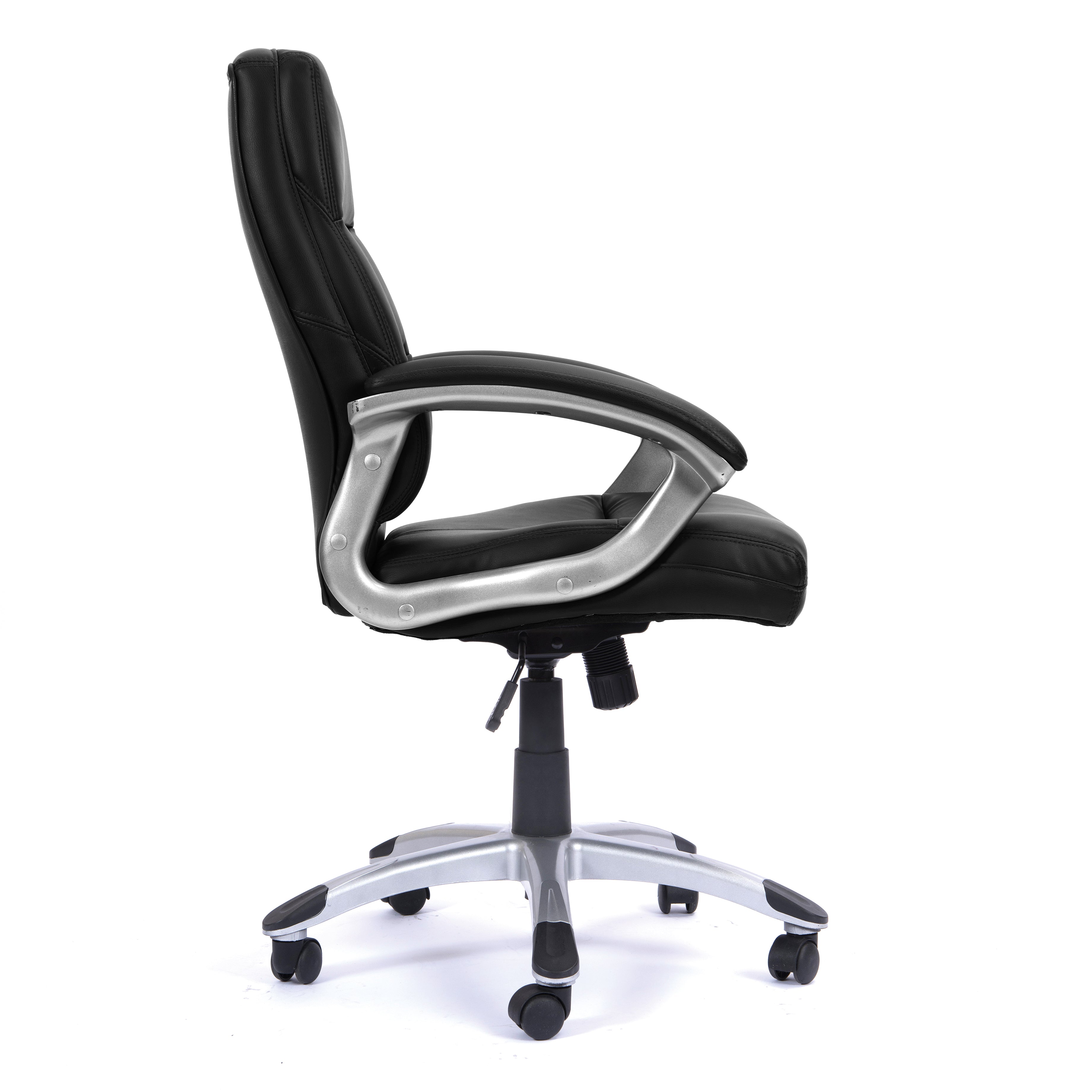 Black office chair with a white background