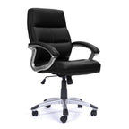 Black office chair with a white background