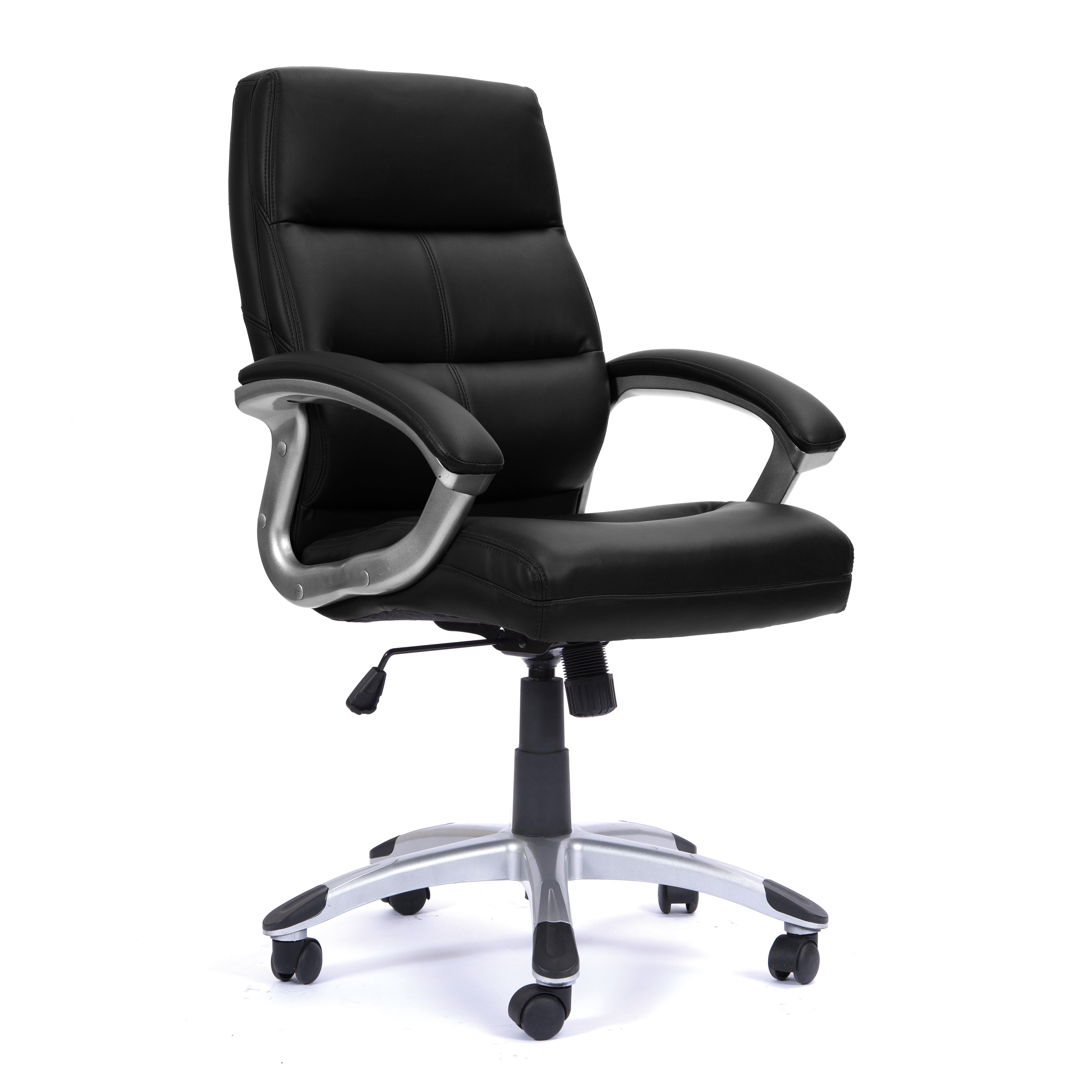Black office chair with a white background