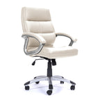 Beige office chair with armrests on a white background
