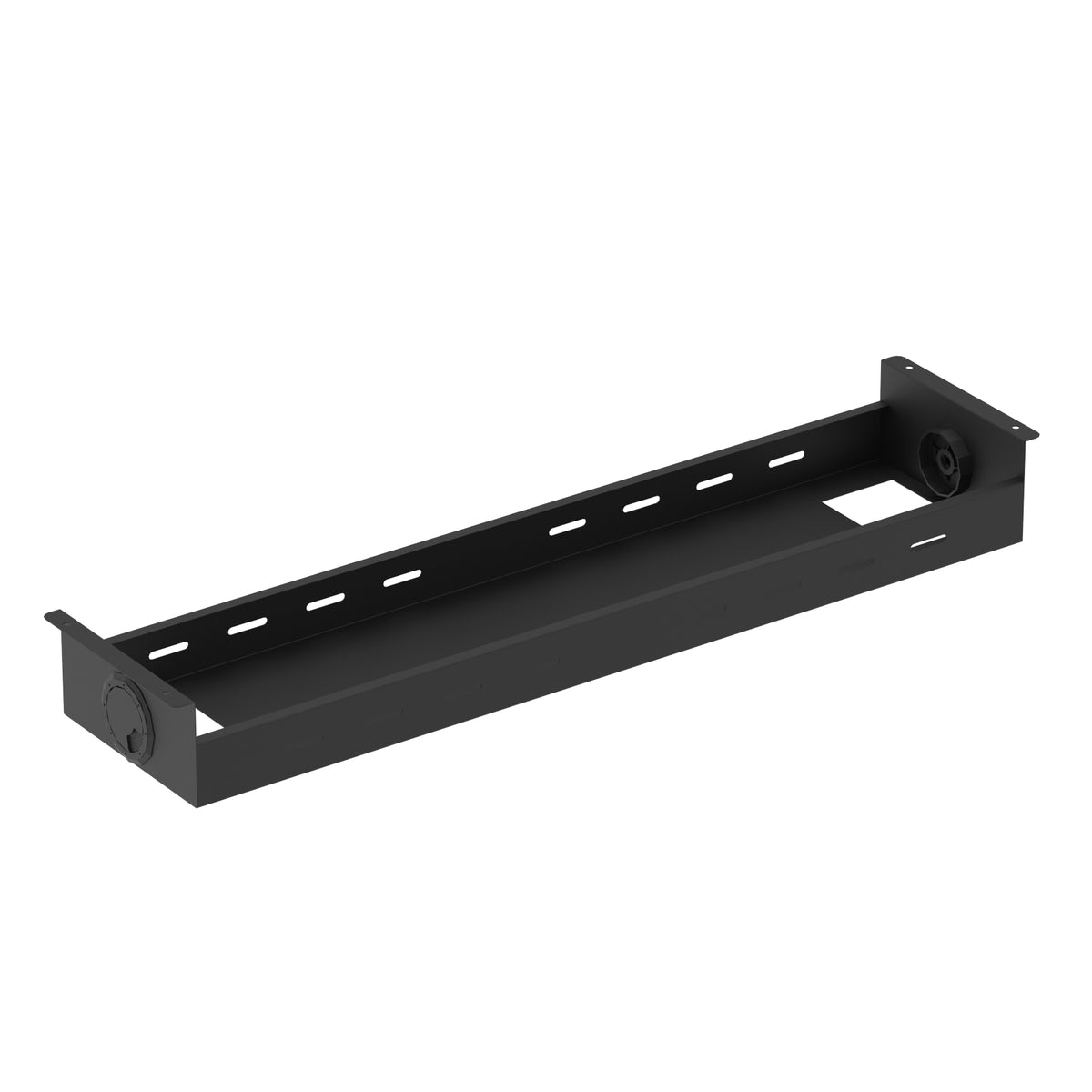 Black cable tray on a white background