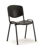 Black polypropylene chair on a white background
