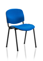 Blue conference chair with black legs on a white background