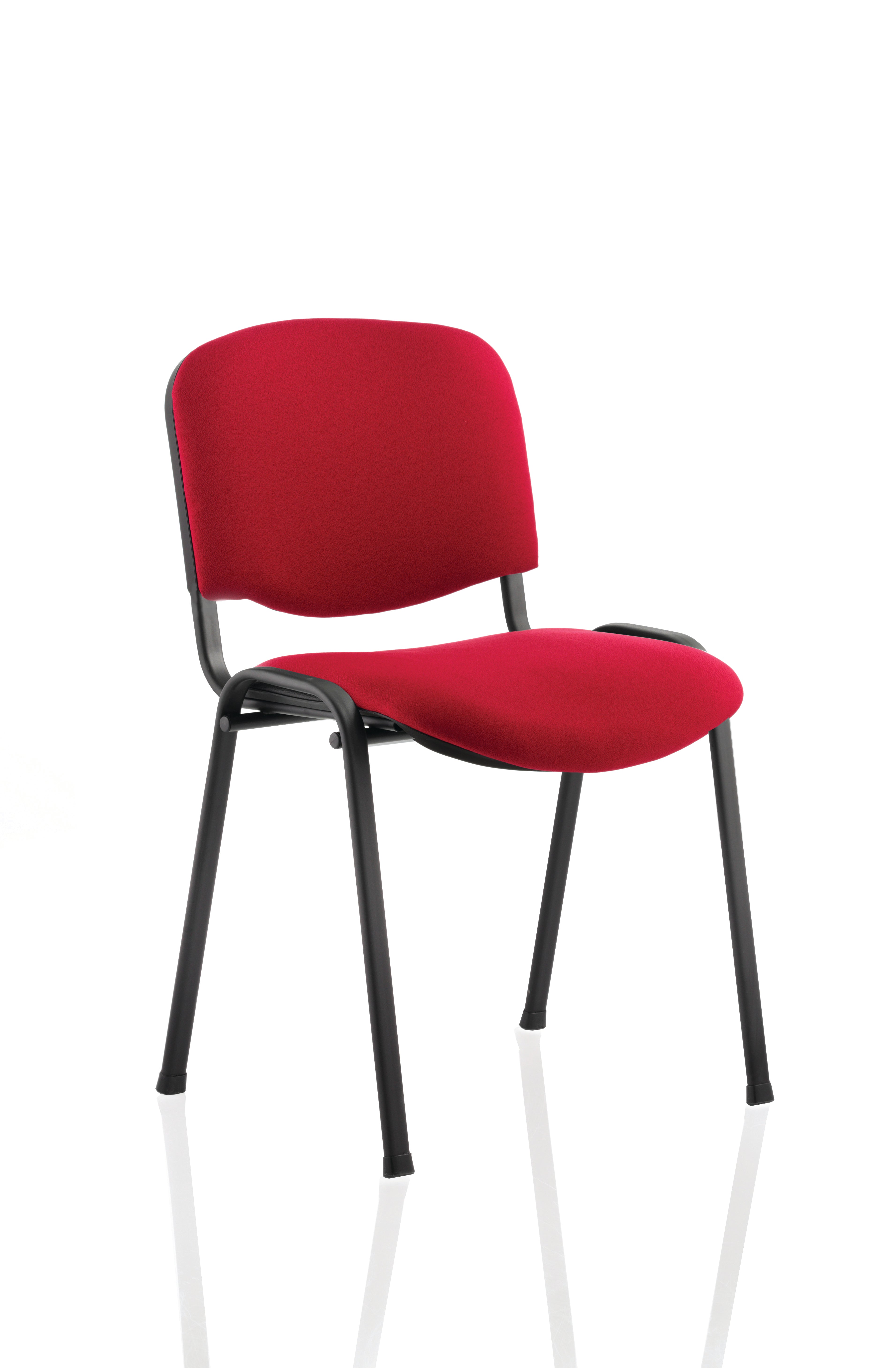 Red conference chair with black frame on a white background