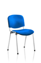 Blue conference chair with metal frame on a white background