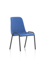 Blue polypropylene visitor chair on a white background