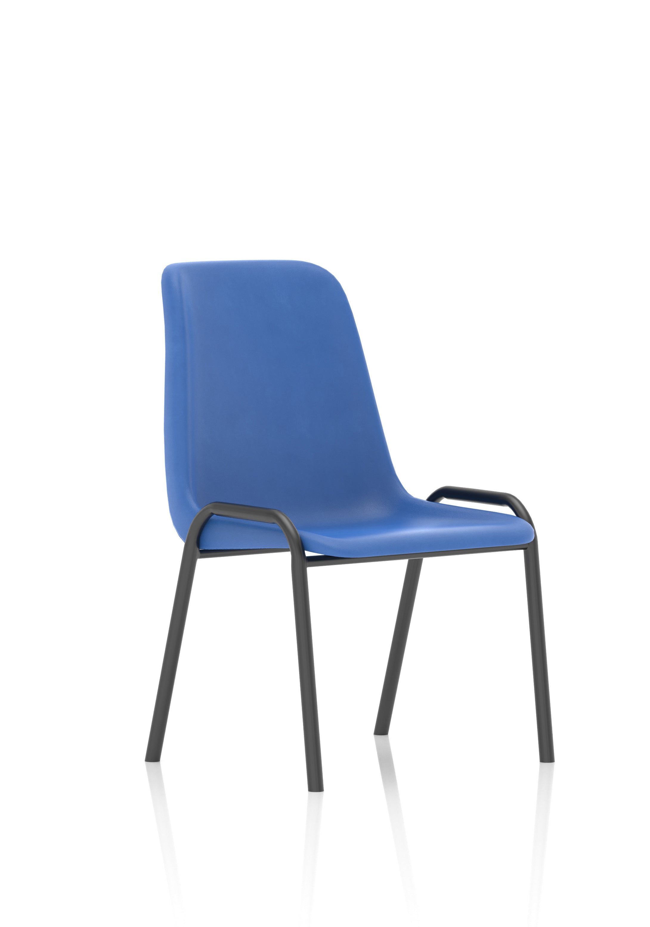 Blue polypropylene visitor chair on a white background
