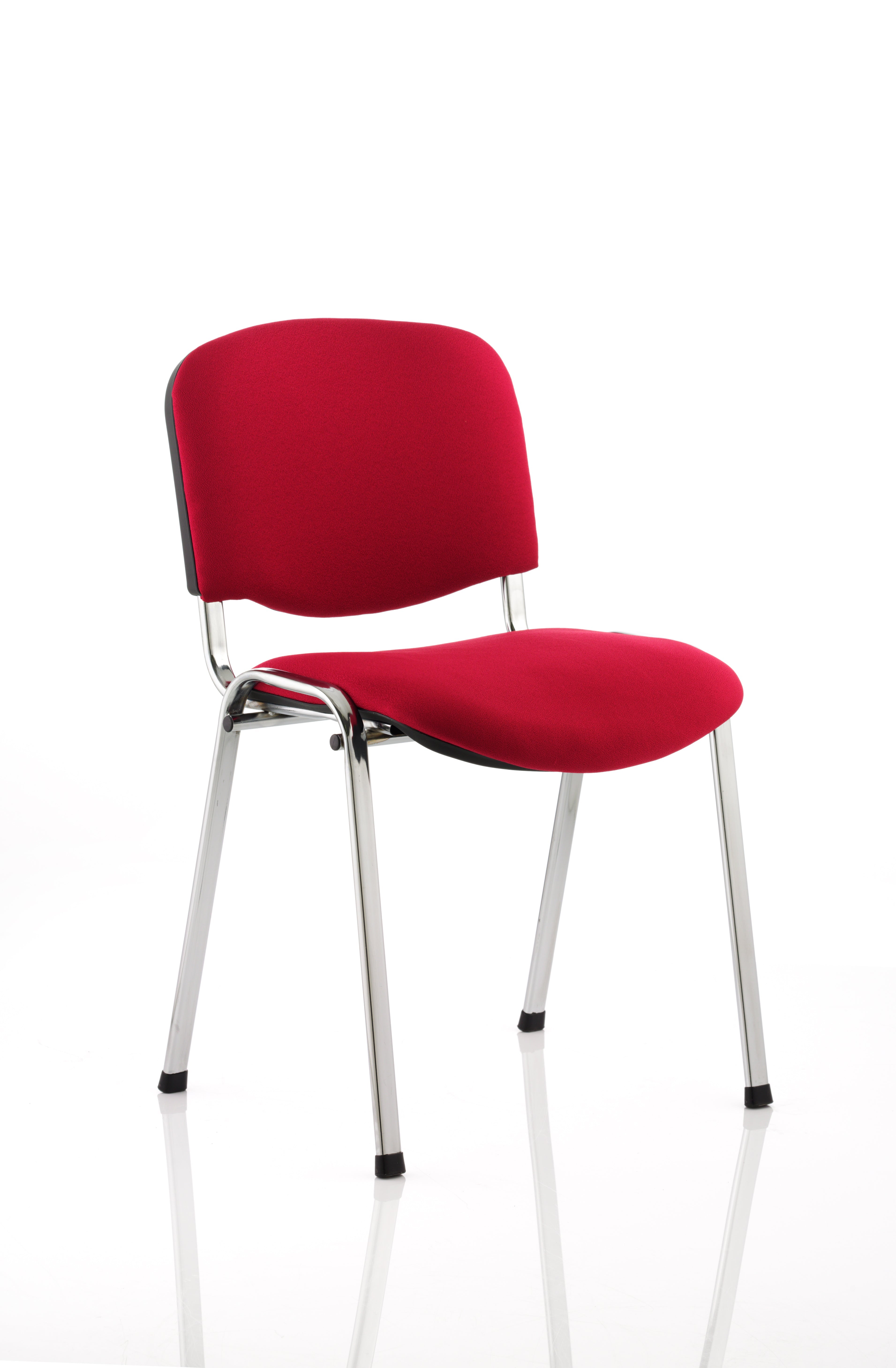 Red conference chair with metal legs on a white background