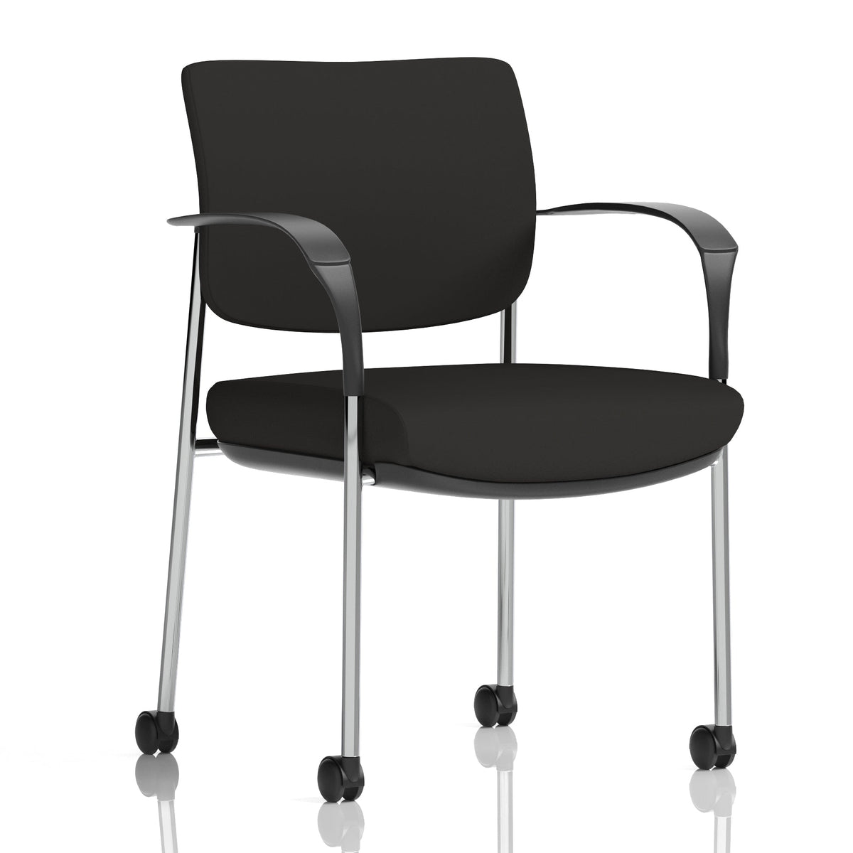 Black chair with armrests on a white background