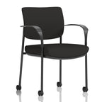 Black chair with armrests on a white background