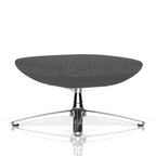 Modern footstool with a grey cushioned seat and transparent base on a white background