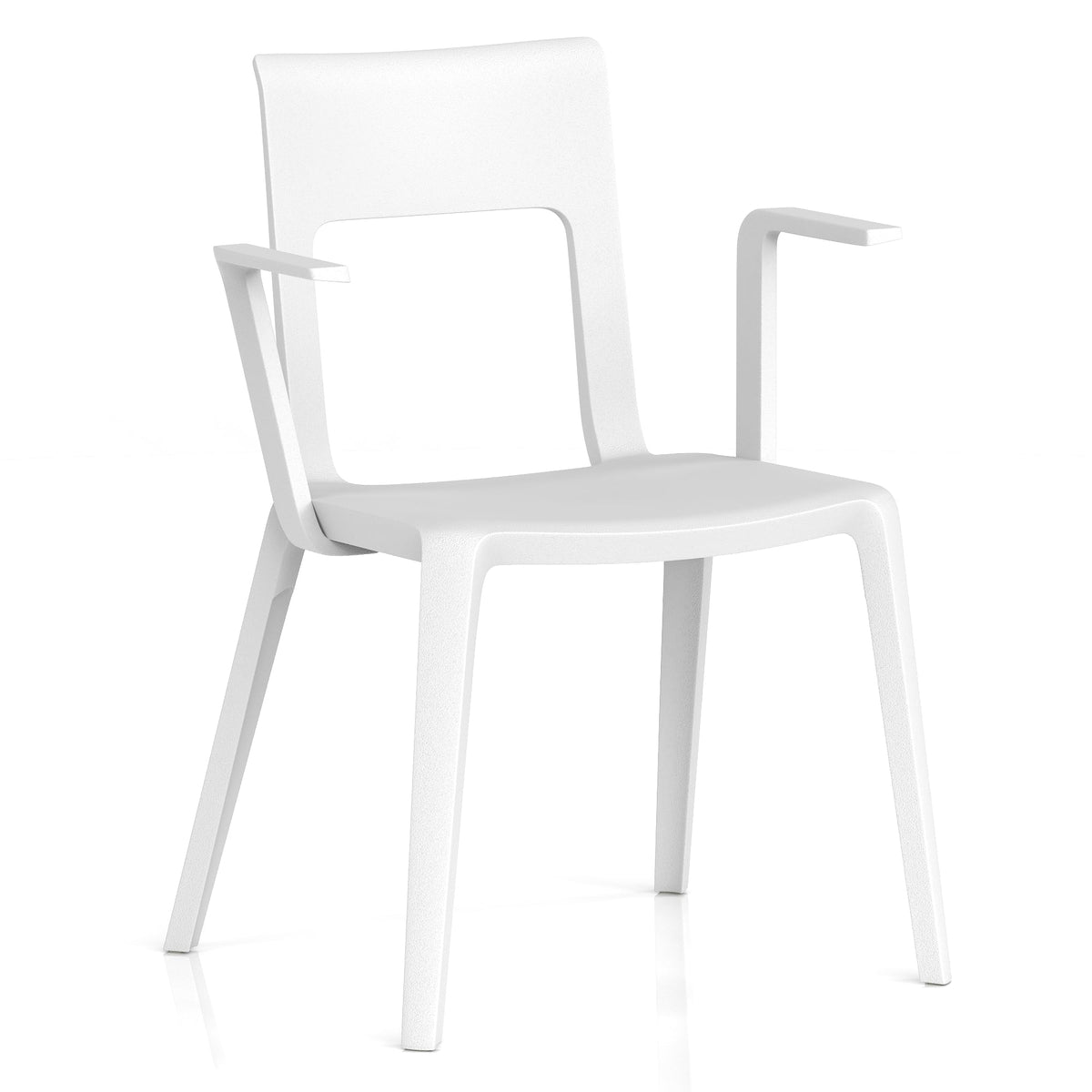 White chair with armrests on a white background
