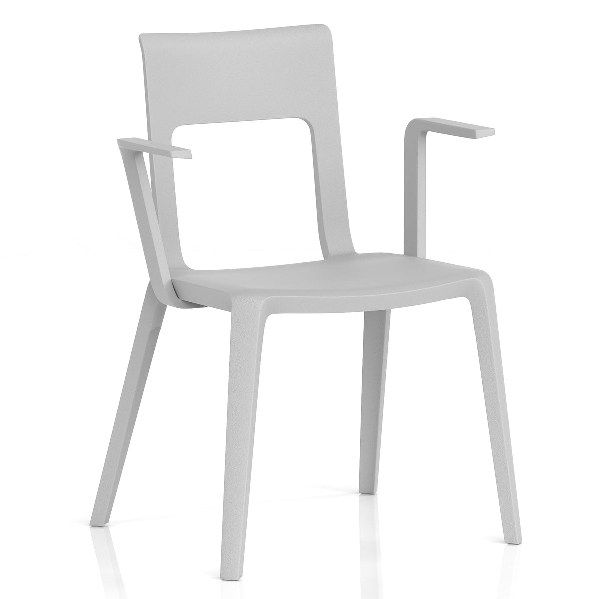 White chair with armrests on a white background