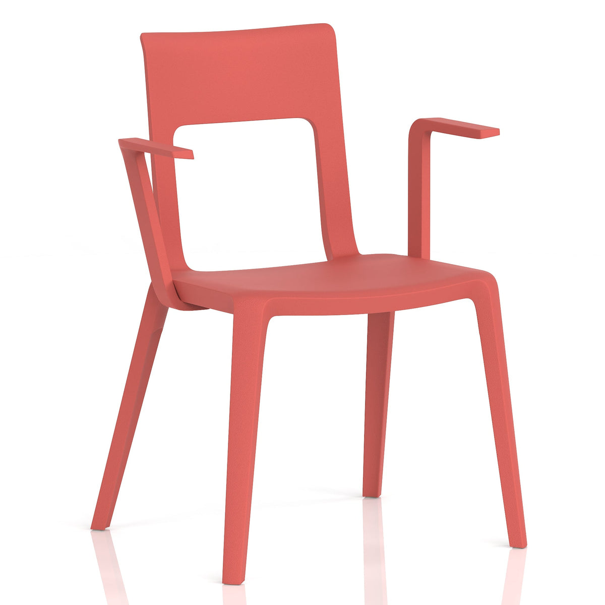 Red chair with armrests on a white background