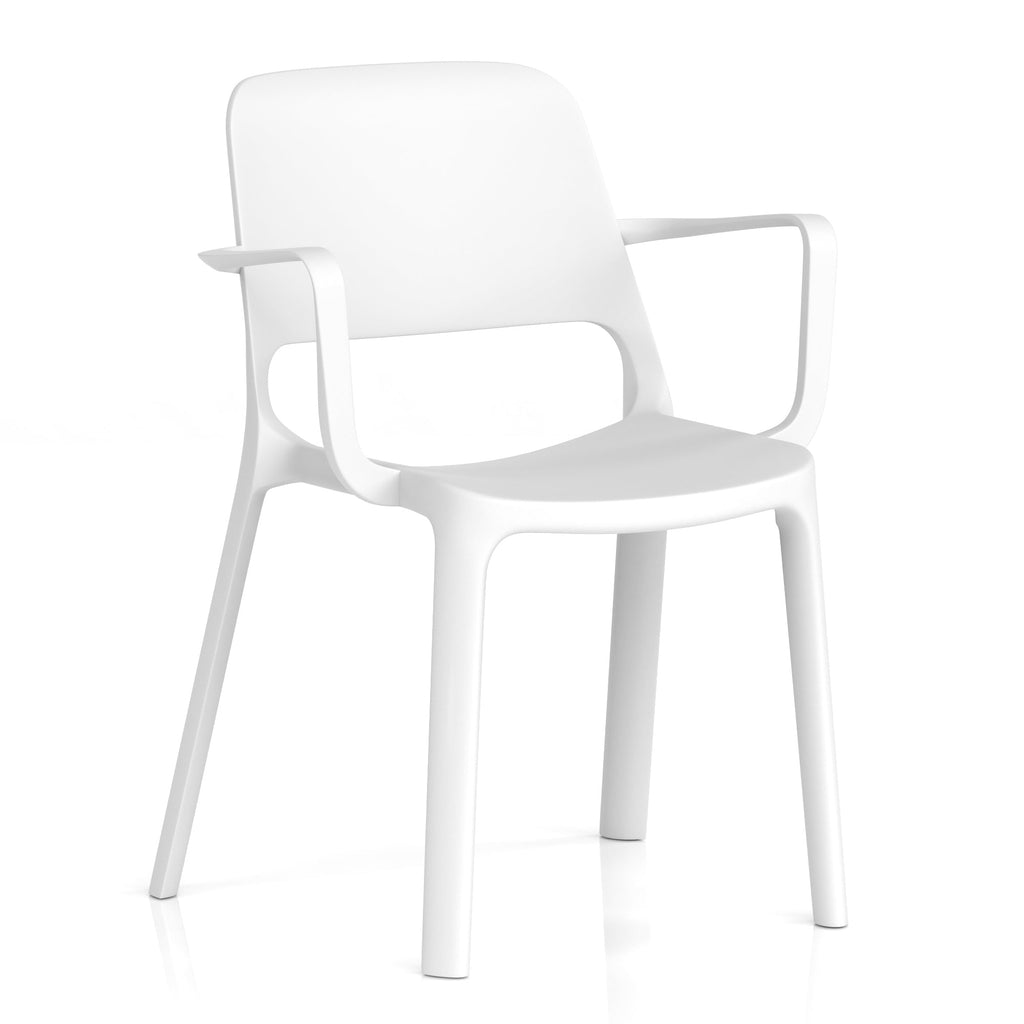 White chair with armrests on a white background